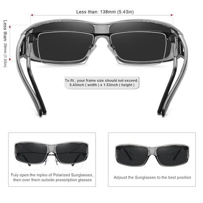 MEETSUN Fit Over Glasses Sunglasses for Men Women,Wrap Around Sunglasses Polarized UV400 Protection - color: A1-clear Gray Frame-gray Lens