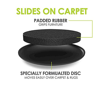 Slipstick GorillaSliders 2-1/4 Inch Round Furniture Sliders for Carpet & Rugs (16 Pack) Premium Reusable Furniture Movers for Sliding Furniture Easily, Plastic Slider Feet Coasters - size: 2-1/4" Round (For Carpet & Rugs)
