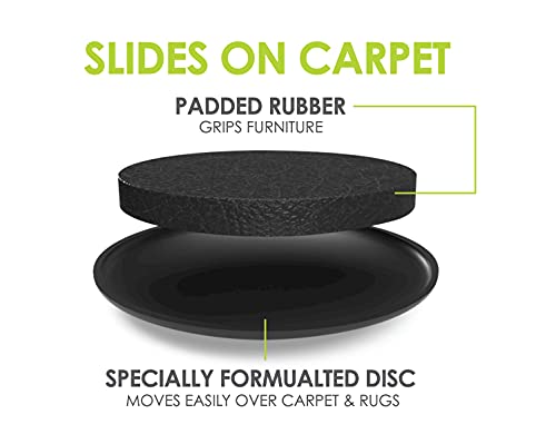 GorillaSliders 3-1/2 Inch Round Furniture Sliders for Carpet & Rugs (8 Pack) Premium Reusable Furniture Movers, Protects Carpeting & Makes Moving Heavy Furniture Easy, Black, CB131 - size: 3-1/2" Round (For Carpet & Rugs)