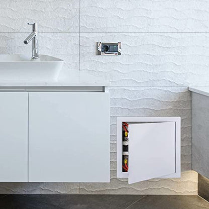Suteck Plumbing Access Panel for Drywall Ceiling 14x14 Inch Reinforced Plastic Wall Access Doors Removable Hinged White - size: 14 X 14 Inch