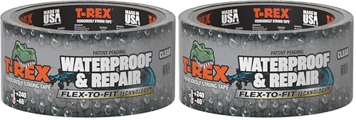T-Rex Waterproof and Pool Repair Tape - Patch Pool Liner No Kit Needed, Permanent, Works Underwater, Sticks to Wet Surfaces - Clear, 1.88" x 30 ft. (Pack of 2) - size: 2-Pack Clear