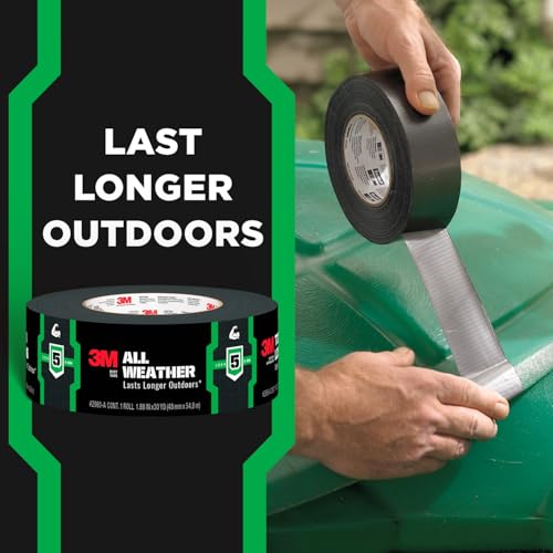 3M All Weather Black Duct Tape, 1.88 in x 30 yd, UV/Water Resistant, Stands up to Heat, Sunlight, Rain, Sleet & Snow, Great for Patching, Reparing Outdoor Items and Reinforcing Tools (2530-BK-3PK) - size: 90 Yd