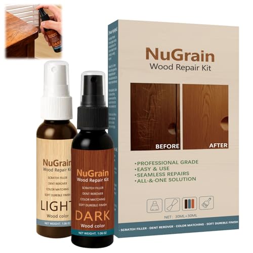 NuGrain Wood Repair Kit, Professional Wood Floor Scratch Repair, Floor Cover Nicks and Scratches, Hides Minor Defects, Restore a Finish for Wood (1 Pack)