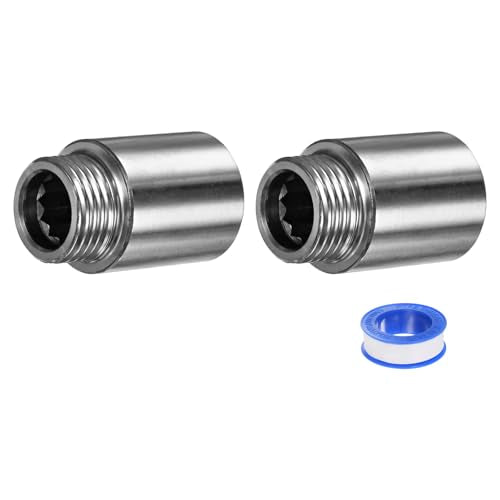 M METERXITY Shower Head Extension Arm, Stainless Steel G1/2 Male to Female Extension Pipe Fitting Adapter with PTFE Thread Seal Tape for Shower/Faucet, Pipe Plumbing Coupler 1.57"/40mm 2-Pack - size: 1.6"/40mm