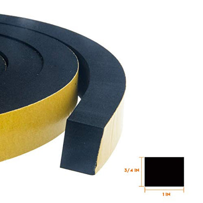 CloudBuyer Weather Stripping Foam 2-Pack, 1 Inch Wide X 3/4 Inch Thick, Insulation Strips with Adhesive for Door & Automotive, Air Conditioner Seal (13 Feet Total, 6.5 Feet/Roll) - size: 1in * 3/4in * 13FT