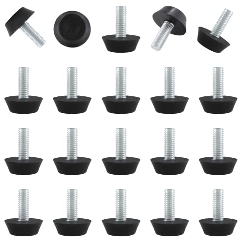 Zorfeter 30 Pcs Screw in Threaded Furniture Adjustable Levelers, M6 Leveling Feet Patio Furniture Glide Leveling Feet for Table, Chair, Furniture Legs (M6 x 15mm) - size: M6 x 15mm