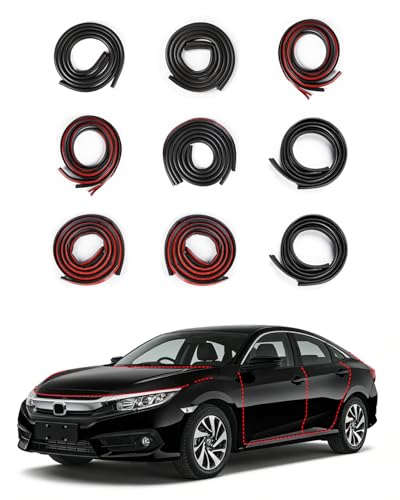 Weather Stripping Door Seal for Honda Civic 10th Gen, Rubber Seal Weather Strip Kit, Soundproof Noise Insulation Dustproof for Front/Rear Trunk A-Pillar B-Pillar Front/Rear Door (9-Pack) - size: for Honda Tenth Generation Civic