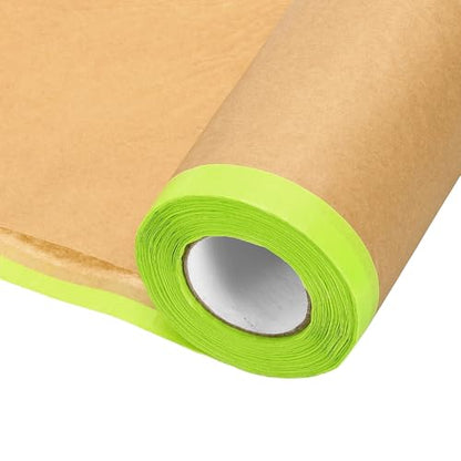 HARFINGTON Pre-Taped Masking Paper, 12" x 49 ft Paint Adhesive Protective Paper Painter Tape and Drape for Masking Auto Body Covering Wall Skirting Frames, Green - color: Green, size: 12 IN x 49 FT
