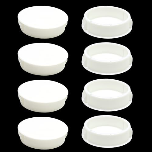 EASYEAH 1-1/2" (38mm) Plastic Hole Plugs, Flush Type Panel Snap in Locking Door Screw Shelf Hole Plug, Round Drilling Hole Cover Cabinet Furniture Cupboard Shelves Pipe Insert End Caps, 8PCS White - size: 1-1/2"/38mm