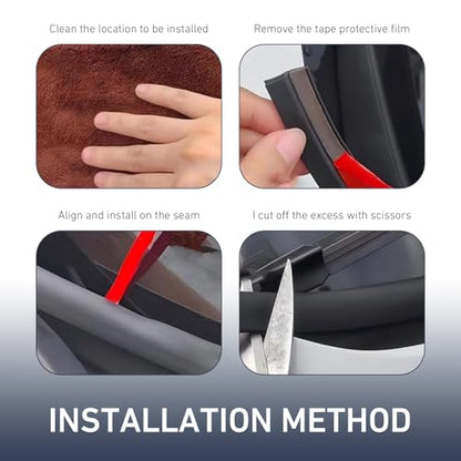 5.6Ft Windshield Cowl Rubber Seal Strip, Waterproof Soundproofing T-Shaped Windshield Sunroof Sealing Strips, Cuttable Automotive Rubber Trim for Windows, Rear Doors, and Roof (Black)