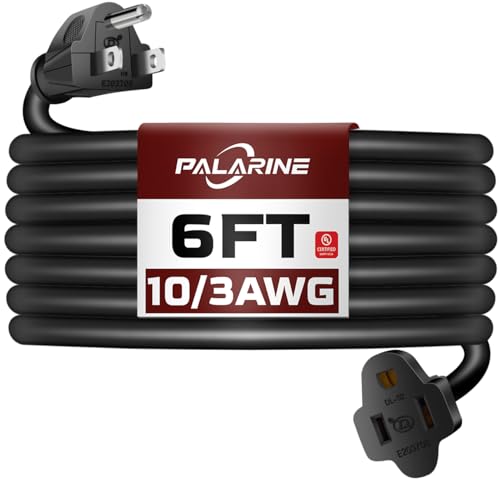 6ft Black Outdoor Extension Cord Waterproof, UL Listed, 10/3 SJTW Heavy Duty 3 Prong, 10 Gauge 15A Power Cord Ideal for Indoor Outdoor Lights, Appliances, and Lawn - color: Black, size: 6 FT, style: 10/3