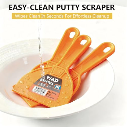6 Pack Putty Knife 1.5" 2" 3" 4" 5" 6" Plastic Paint Scraper Tool Set Heavy Duty Drywall Repair kit,Flexible Spackle Knives with Hang Hole,Wall Putty for Spreader,Wallpaper,Mud,Plaster,Taping,Floor