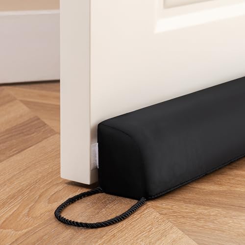 Sunolga Water Resistant Door Draft Stopper Blocks Hot and Cold Air with Removable Washable Cover for Bottom of Door, All-Season Seal for Wind, Door Sweep for Gaps Up to 3", Home Essentials, 38", Black - color: Black, size: 38 Inches