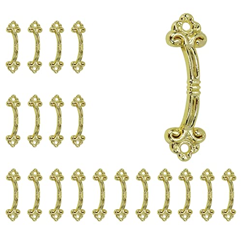 Geesatis 20 Pack Vintage Gold Flower Cabinet Pulls - Antique Bronze Jewelry Box Handles with Floral Pattern - Decorative Drawer Knobs for Furniture, Dresser & DIY Projects - Includes Mounting Screws - style: G