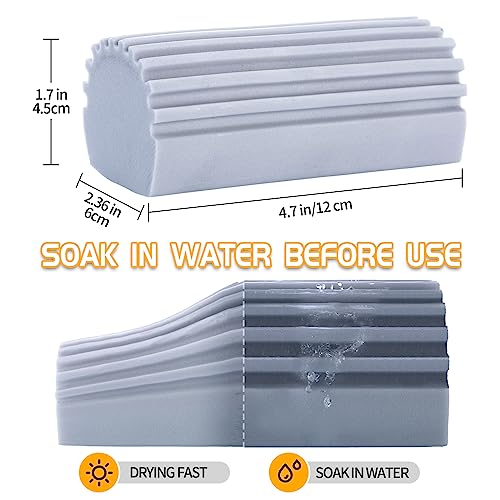 COBETE Damp Clean Duster Sponge,4pack Magic Sponge Eraser,Reusable Damp Dusting Sponge Household Cleaning for Blinds, Glass, Baseboards,Radiators,Window Track Grooves(Grey) - color: Gray
