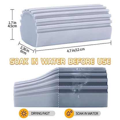 COBETE Damp Clean Duster Sponge,4pack Magic Sponge Eraser,Reusable Damp Dusting Sponge Household Cleaning for Blinds, Glass, Baseboards,Radiators,Window Track Grooves(Grey) - color: Gray