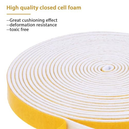 4 Rolls Weather Stripping for Doors, 1/4 Inch Wide X 1/16 Inch Thick Total 52 Feet Long Adhesive Soundproof Foam Seal Tape for Windows(13ft x 4 Rolls) - size: 1/4" (W) x 1/16" (T) x 52' (L)