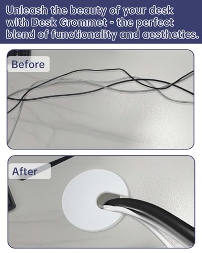 1-3/8 in. Hole Saw with 10PCS White Desk Grommet - Cable Management Kit for TV, Office, and Home Table - Hide Wires Behind Wall, TV Wall Cable Pass Through, Desk Cable Hole Covers - color: Grommet White, size: 1-3/8 inch