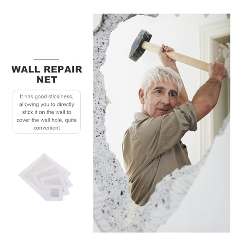 Kisangel 12pcs Self-Adhesive Fiberglass Wall Repair Patches Mesh Patch Kit for Drywall Hole Fixing White 2-8 Inch Household Wall Repair Supplies
