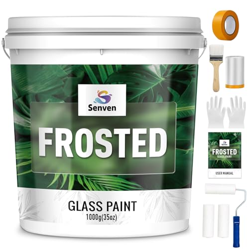 Frosted Glass Paint 35 Fl Oz Window Privacy Paint Frosted Glass Paint Kit Waterproof UV Resistant Frost Paints for Window Privacy Film Windows Frosting for Home Bathroom Kitchen Office Window Frosting - color: Frosted Glass 35oz