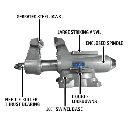 Wilton Mechanics Pro Bench Vise, 8" Jaw Width, 8-1/2" Jaw Opening, 4-1/2" Throat (Model 880M), Grey - size: 8 In.