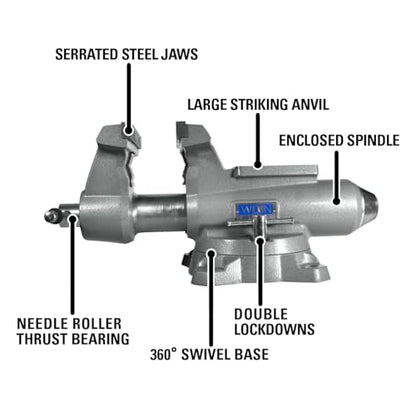 Wilton Mechanics Pro Bench Vise, 8" Jaw Width, 8-1/2" Jaw Opening, 4-1/2" Throat (Model 880M), Grey - size: 8 In.