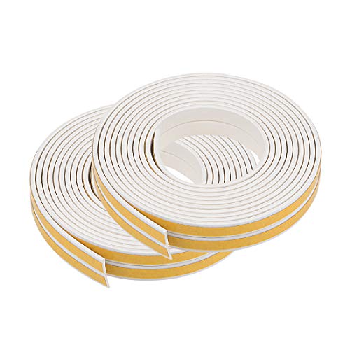 uxcell Foam Tape Adhesive Weather Stripping 9mm Wide 2mm Thick, 2.5 Meters Long White, 2Pcs