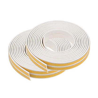 uxcell Foam Tape Adhesive Weather Stripping 9mm Wide 2mm Thick, 2.5 Meters Long White, 2Pcs