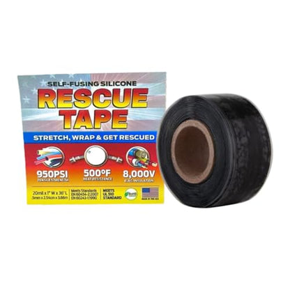 Bond It Rescue Tape, Self-Fusing Silicone Tape, Emergency Plumbing Pipe & Radiator Hose Repair, Electrical Insulation, Waterproof, 950PSI, 1" Width x 36' Length x 0.02" Thick, Black - color: Black, size: 1" x 36' x 20mil