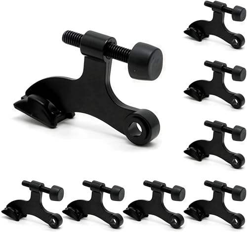 8 Pack Hinge Pin Black Door Stopper, Adjustable Heavy Duty Hinge Pin Door Stop with Black Rubber Bumper Tips - color: Matte Black, size: 8