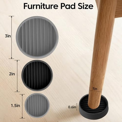 Non Slip Furniture Pads for Hardwood Floors - 8 PCS 2"x2" Rubber Feet for Furniture,Furniture Leg Floor Protectors for Bed Sofa Table and Chair Stopper (Black,Round) - size: 8PCS 2" x 2" Black