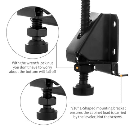 4 Pcak Adjustable Leveling Feet,Heavy Duty Furniture Levelers,Adjustable Furniture Feet,with Screws, Lock Nuts and Wrench,3 inch Adjustable Height, for Table, Cabinets