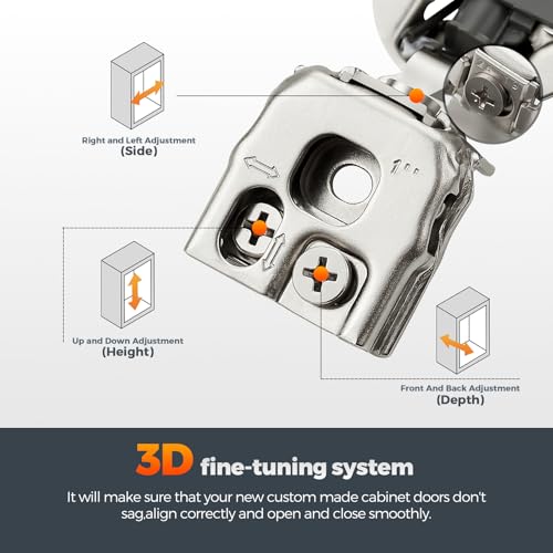Home Expert 10 Pack (5 Pairs) 1" Overlay Soft Close Cabinet Hinges, Satin Nickel Stainless Steel Concealed Hinges with 3D Self-Closing for Face Frame Doors & Kitchens - size: 1 inch Overlay