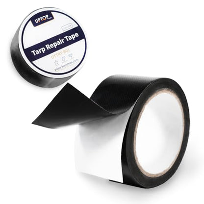 UPTOP Black Duct Tape,Waterproof Butyl Tape,Waterproof Repair Tape for Fabric, Awning, RV Roof, Underbelly, Tarp, Tent, Sail and Boat Cover Outdoor Repair Patch, Heavy Duty, UVproof, 2Inch×16FT - size: 2Inch×16FT