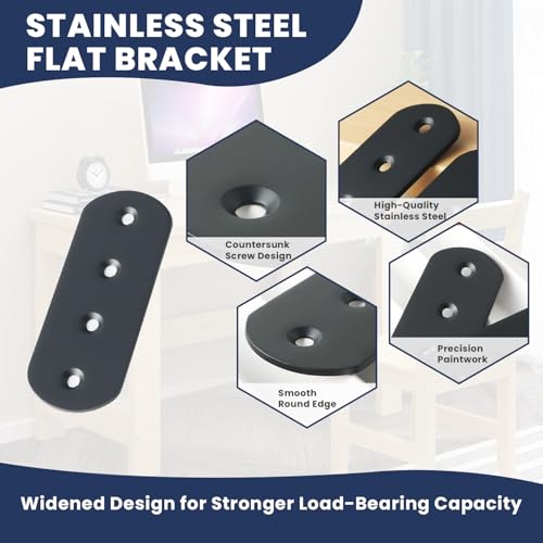 Alise 4 Pcs Flat Straight Brace Brackets Mending Plates Repair Fixing Bracket,6-1/2 Inch Stainless Steel Matte Black - color: Matte Black, size: 165mmX38mm