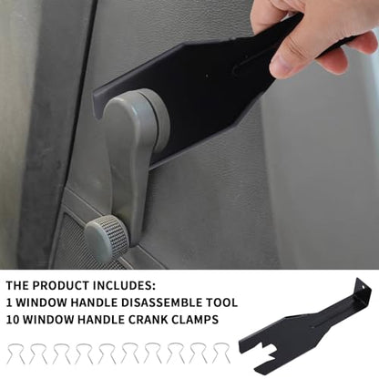 Penitue Window Handle Removal Tool with 10pcs Retainer Clips, Universal Window Handle Crank Disassemble Tool Metal Automotive Interior Repair Kit for Most Car Door Panel (Black) - color: Black