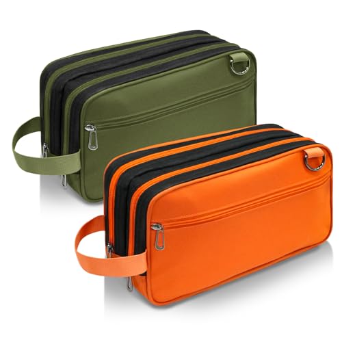 Organizer Tool Pouch - 2 Pack with Zipper Waterproof Utility Multi Compartments Small Tool Bag - color: Orange Green