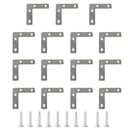 15PCS (80x80mm) Flat L Brackets Corner Braces, Heavy Duty Steel Right Angle Support Plates for Furniture, Shelves, Photo Frames, Cabinet Repair (Silver) - size: 3.15" x 3.15", style: Silver
