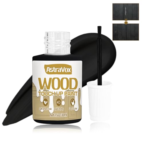 AstraVox Wood Touch Up Paint, 1.5 Oz Black Paint for Repair Scratches, Spots and Chips, Strong Adhesion Quick Dry Touch Up Paint Pen for Wood Doors Tables Furniture Kitchen Cabinets Dressers - color: Black001