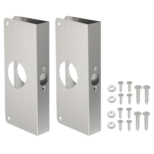 PATIKIL Door Reinforcement Plate, 2 Set Doors Reinforce Repair for 1-3/8" Thick Door 9" Size Door Knob Lock Latch Deadbolt Cover Plate Home Security, Silver - color: Silver, size: 1-3/8"; 9"
