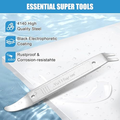 4140 Dual-purpose Steel Pry Bar, Multi-Function Trim Removal Tool for Automotive Panel,Planes Panel, Interior &exterior Trim Removal (Silver Pry Tool 1pc) - size: Double Head silver 1pc