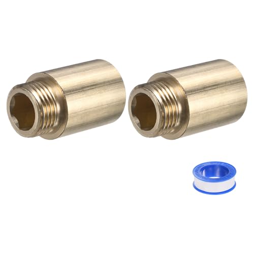 M METERXITY Shower Head Extension Arm, Brass G1/2 Male to Female Extension Pipe Fitting Adapter with PTFE Thread Seal Tape for Shower/Faucet, Pipe Plumbing Coupler 1.57"/40mm 2-Pack - size: 1.57"/40mm