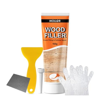 All Purpose Wood Filler, White Wood Putty Repair for Holes, Quickly Restore Any Broken and Defective Wooden Furniture, Door Frame Repair Kit Stainable (5.29oz/150g) - size: 150g