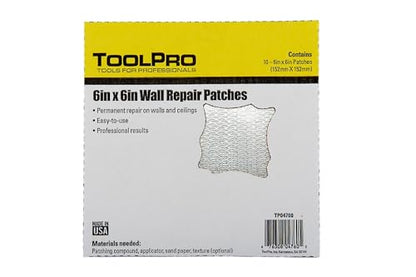 TOOLPRO Professional Grade Drywall Repair Patch, 10 Pack (6 inch x 6 inch) - size: 6 inch x 6 inch