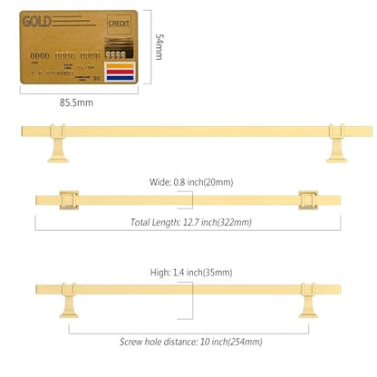 Amerdeco 10 Pack Brushed Gold Cabinet Pulls 10 Inch(254mm) Hole Center Drawer Pulls Cabinet Hardware Kitchen Cabinet Handles for Bathroom Dresser Pulls ZH0067 - color: Brushed Gold, size: 10"/254MM Hole Center