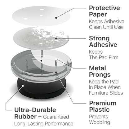 X-Protector Nail On Non Slip Furniture Pads - 16 PCS 1" - Premium Chair Leg Floor Protectors - Black Rubber Feet for Furniture Feet - Ideal Rubber Stoppers Chair Leg Pads to Keep Anything in Place! - size: 1in (RUBBER, 16 PCS)