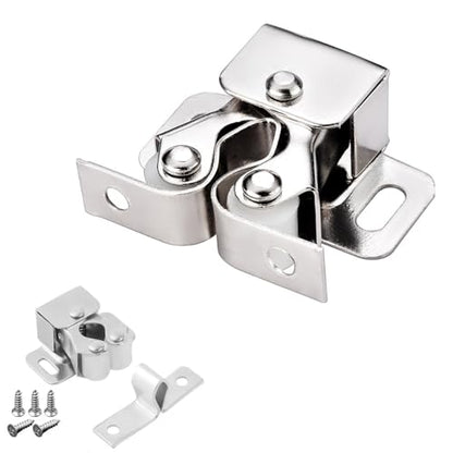 6 Pack Cabinet Latch - Double Roller Catch Hardware for Cupboard Closet Kitchen Cabinet Door Latches and RV Cabinet, Silver - color: Silver