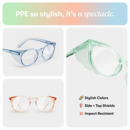 Stoggles Round Z87.1 Certified Polycarbonate Safety Glasses, Scratch & Shatter-Proof, Blue-Light & UV Blocking Lens, Top & Side Shields, Anti-Fog Dip Coated, Durable, Protective & Stylish Eyewear - color: Lilac