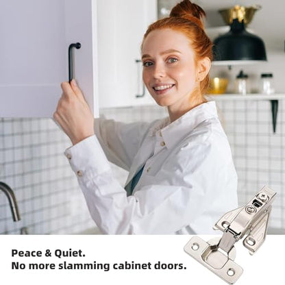 DecoBasics (6 PCS) Full Overlay Soft Close Cabinet Hinges for Kitchen Cabinets - 105° Face Frame Concealed Cabinet Door Hinge -3 Way Adjustability -Clip on Plate & Matching Screw 4 Easy Installation