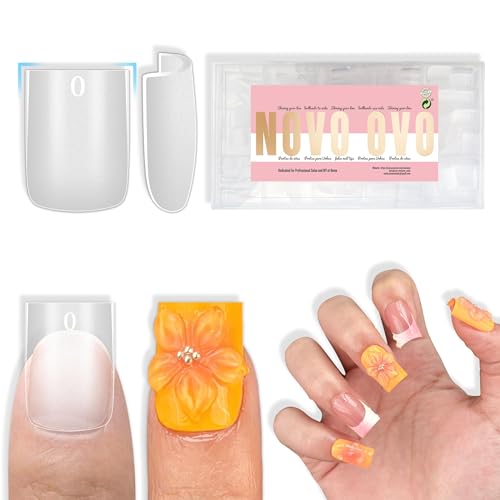NOVO OVO Sharp Square Short Nail Tips Press on, Natural (Not Sculpted) No C Curve Soft Gel Double Matte Clear Fake Nail Extension, Full Cover False Nails for Salon DIY Manicure x 15 Sizes 510 pcs - color: Short Square Sharp Clear